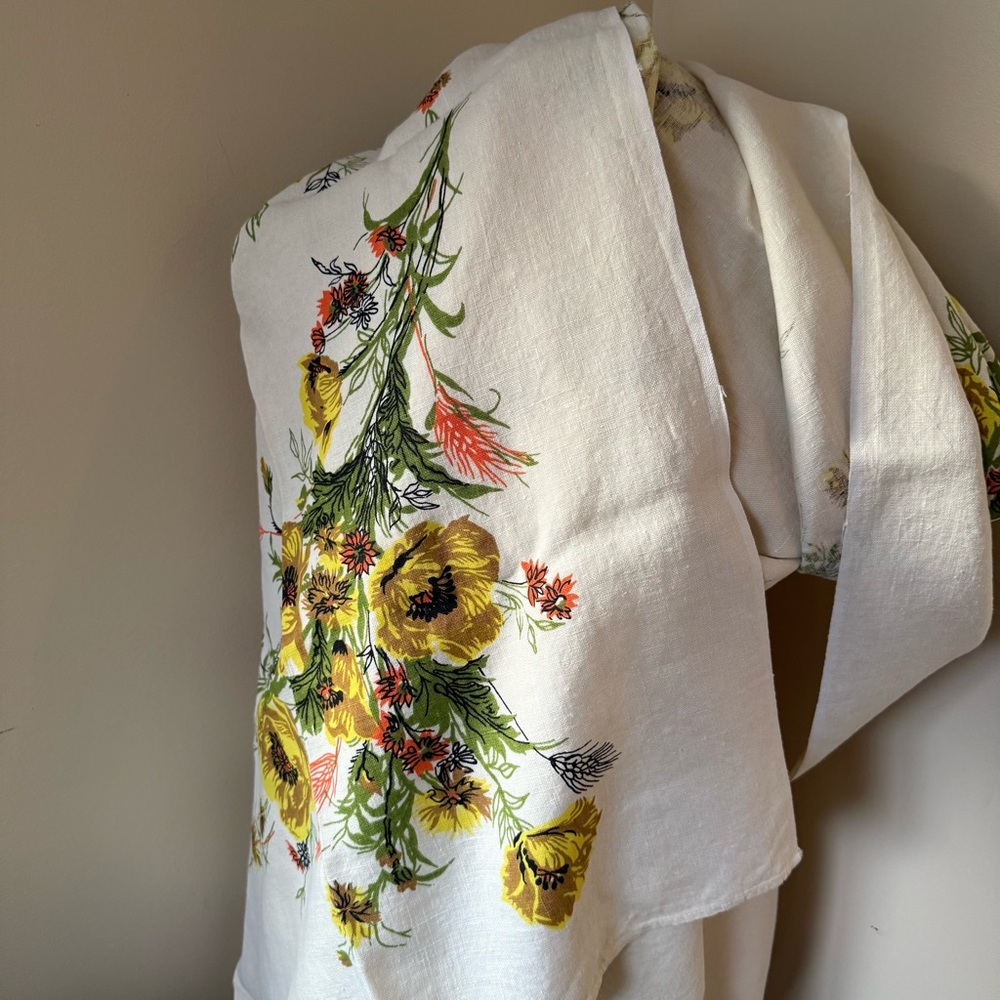 Vtg 1960s Cotton Irish Floral Linen - Picture 6 of 9